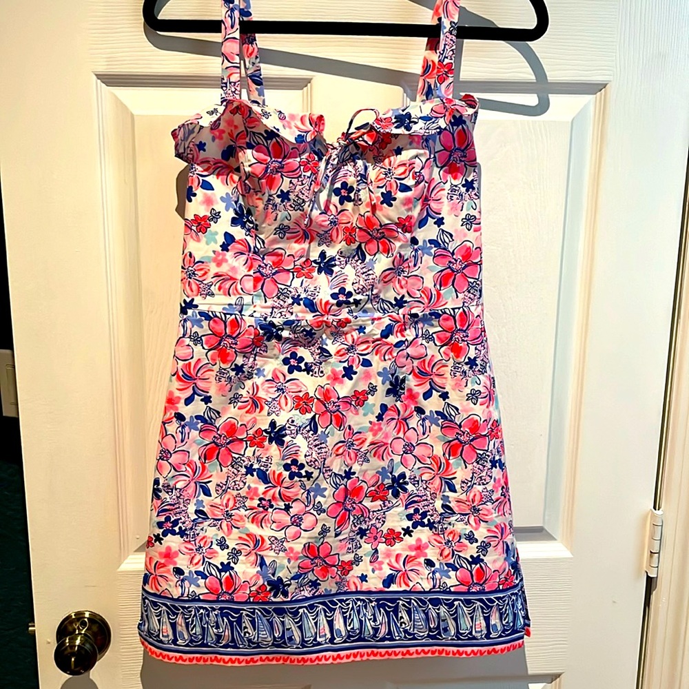 Lilly Pulitzer pink mini dress with shorts underneath size 4
